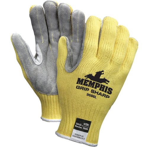 MCR Safety Cut Pro Gloves - 7 Gauge Kevlar Shell - Leather Palm - Size Large - Eagle Tool & Supply