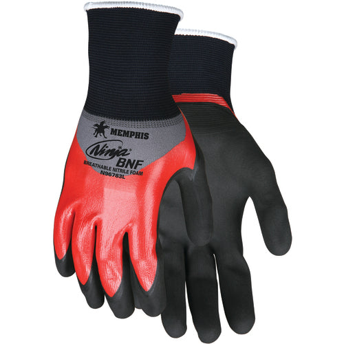 Ninja BNF Gloves with NFT Coating - 18 Gauge Nylon/Spandex - Coated Palm Fingertips and Over the Knuckle - Size X-Large - Eagle Tool & Supply
