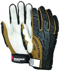 Predator Foam Padded Cow Grain Leather Palm, Tire Tread TPR Coating Gloves - Size X-Large - Eagle Tool & Supply