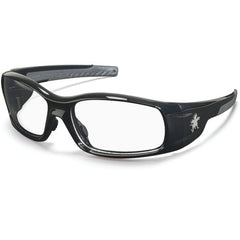 Safety Glasses - Polished Black Frame-Clear Lens - SR1 Style - Eagle Tool & Supply