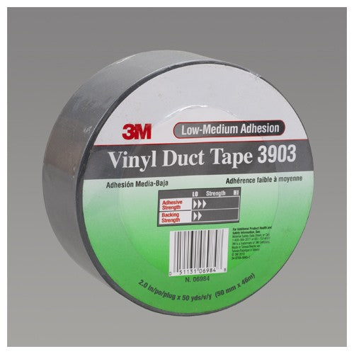 3M Vinyl Duct Tape 3903 Gray 2″ × 50 yd 6.5 mil 2 Individually Wrapped Conveniently Packaged - Eagle Tool & Supply