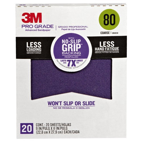 ‎3M Pro Grade Precision Faster Sanding Sanding Sheets 80 grit Coarse 27080TRI-20 9″ × 11″ - Eagle Tool & Supply