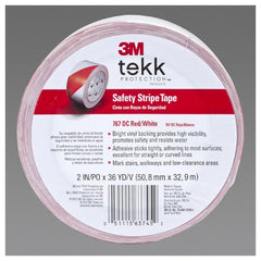 3M Safety Stripe Vinyl Tape 767 Red/White 2″ × 36 yd 5 mil Individually Wrapped Conveniently Packaged - Eagle Tool & Supply