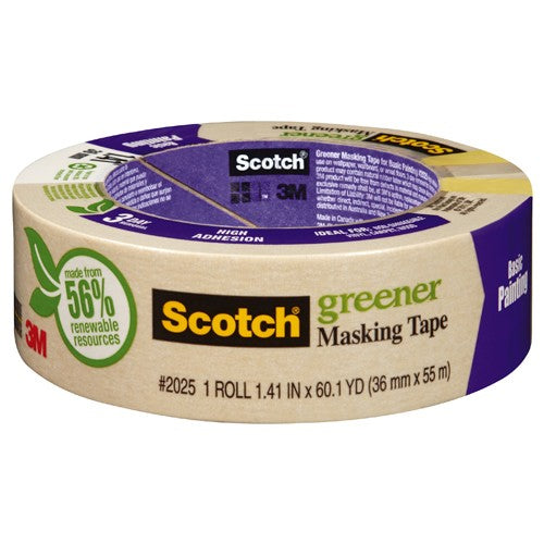 ‎Scotch Greener Masking Tape for Basic Painting 2025-36C 1.41″ × 60.1 yd (36 mm × 55 m) - Eagle Tool & Supply