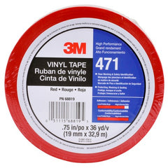 3M Vinyl Tape 471 Red 3/4″ × 36 yd 5.2 mil Individually Wrapped Conveniently Packaged - Eagle Tool & Supply