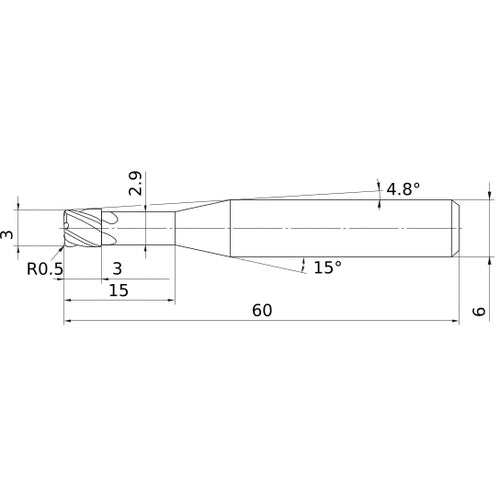VCPSRBD0300N15R05 CARBIDE ENDMILL