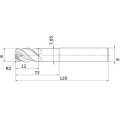 VFHVRBD0800R20N072 CARBIDE ENDMILL