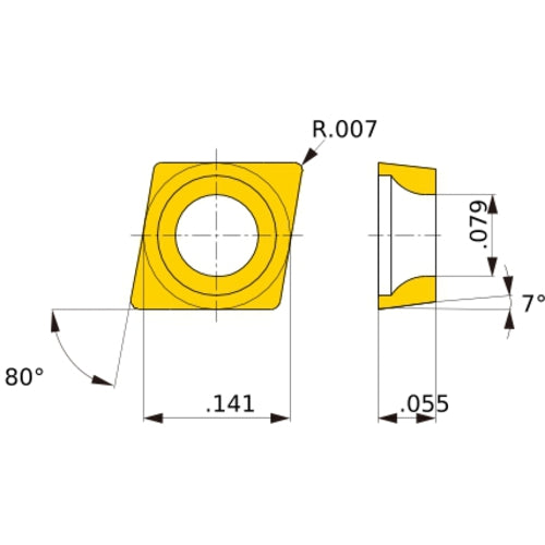 CCGT 3102 L-F MS6015, 0.008″ Corner Radius, S1 Thick, 3.57 Inscribed Circle, Turning Indexable Insert