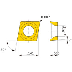 CCGT 3102 R-F MS6015, 0.008″ Corner Radius, S1 Thick, 3.57 Inscribed Circle, Turning Indexable Insert
