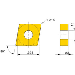 CNMG 32.51 standard NX2525, 1/64″ Corner Radius, 5/32″ Thick, 3/8″ Inscribed Circle, Turning Indexable Insert
