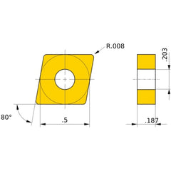 CNMG 430.5 LS MP9015, 0.2 Corner Radius, 3/16″ Thick, 1/2″ Inscribed Circle, Turning Indexable Insert