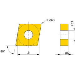 CNMG 434 MJ MP9005, 1/16″ Corner Radius, 3/16″ Thick, 1/2″ Inscribed Circle, Turning Indexable Insert
