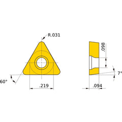 TCGW 1.81.52 flat_top MBC020, 0.8 mm Corner Radius, 2.38 mm Thick, 5.56 mm Inscribed Circle, Turning Indexable Insert