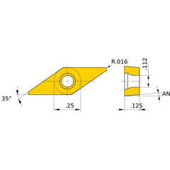 VBGW 221 flat_top BC8130, 0.4 mm Corner Radius, 3.18 mm Thick, 6.35 mm Inscribed Circle, Turning Indexable Insert