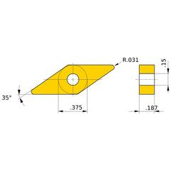 VNGA 332 flat_top BC8110, 1/32″ Corner Radius, 3/16″ Thick, 3/8″ Inscribed Circle, Turning Indexable Insert