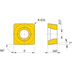 SCMT 432 MS MP9015, 1/32″ Corner Radius, 3/16″ Thick, 1/2″ Inscribed Circle, Turning Indexable Insert