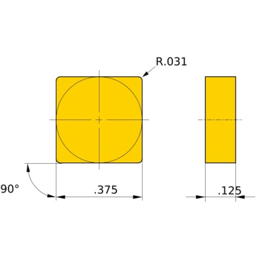 SNGN 322 flat_top MBS140, 0.8 mm Corner Radius, 3.18 mm Thick, 9.525 mm Inscribed Circle, Turning Indexable Insert