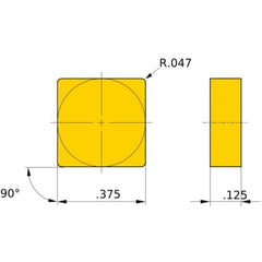 SNGN 323 flat_top MBS140, 1.2 mm Corner Radius, 3.18 mm Thick, 9.525 mm Inscribed Circle, Turning Indexable Insert