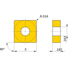 SNMG 431 MA MP9015, 1/64″ Corner Radius, 3/16″ Thick, 1/2″ Inscribed Circle, Turning Indexable Insert