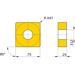 SNMG 643 RM MC7015, 1.2 mm Corner Radius, 6.35 mm Thick, 19.05 mm Inscribed Circle, Turning Indexable Insert