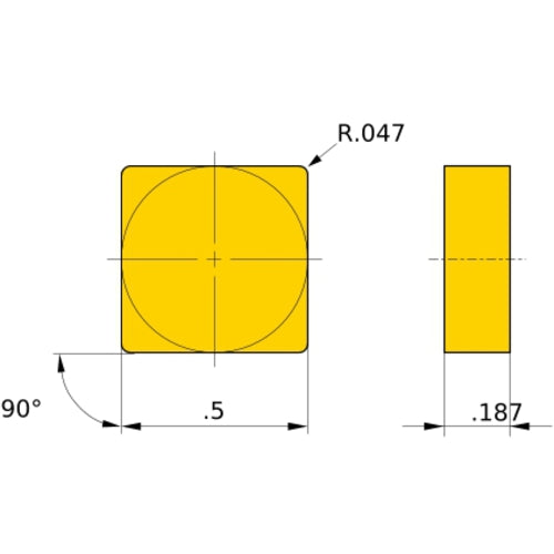SNMN 433 flat_top UC5105, 1.2 mm Corner Radius, 4.76 mm Thick, 12.7 mm Inscribed Circle, Turning Indexable Insert