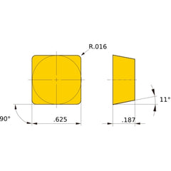 SPG 531 flat_top UTi20T, 1/64″ Corner Radius, 3/16″ Thick, 1/2″ Inscribed Circle, Turning Indexable Insert