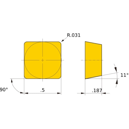 SPMN 432 flat_top HTi10, 1/32″ Corner Radius, 3/16″ Thick, 1/2″ Inscribed Circle, Turning Indexable Insert