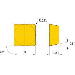 SPMN 432 flat_top HTi10, 1/32″ Corner Radius, 3/16″ Thick, 1/2″ Inscribed Circle, Turning Indexable Insert