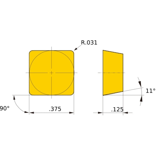 SPMR 322 standard NX3035, 0.8 mm Corner Radius, 3.18 mm Thick, 9.525 mm Inscribed Circle, Turning Indexable Insert