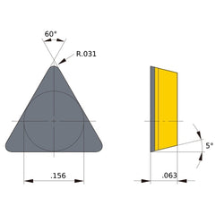 TBG 1.212 flat_top MB710, 1/32″ Corner Radius, 1/16″ Thick, 3.97 Inscribed Circle, Turning Indexable Insert