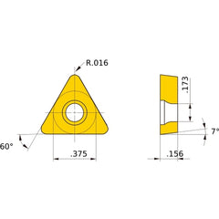 TCMT 32.51 MP NX2525, 0.4 mm Corner Radius, 3.97 mm Thick, 9.525 mm Inscribed Circle, Turning Indexable Insert