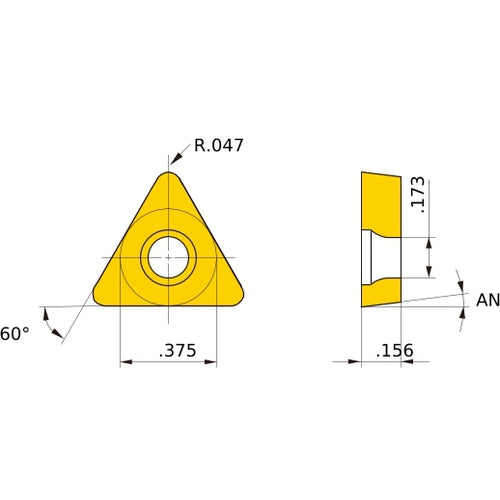 TCMW 32.53 flat_top MC5015, 1.2 mm Corner Radius, 3.97 mm Thick, 9.525 mm Inscribed Circle, Turning Indexable Insert