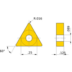 TNMG 221 standard MC6015, 0.4 mm Corner Radius, 3.18 mm Thick, 6.35 mm Inscribed Circle, Turning Indexable Insert
