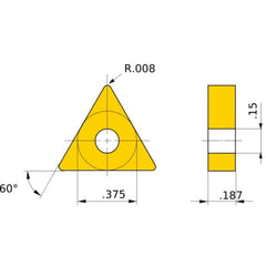 TNMG 330.5 FP MC6025, 0.2 Corner Radius, 3/16″ Thick, 3/8″ Inscribed Circle, Turning Indexable Insert