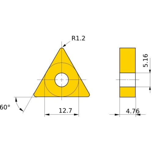 TNMG 433 MA US735, 1.2 mm Corner Radius, 4.76 mm Thick, 12.7 mm Inscribed Circle, Turning Indexable Insert