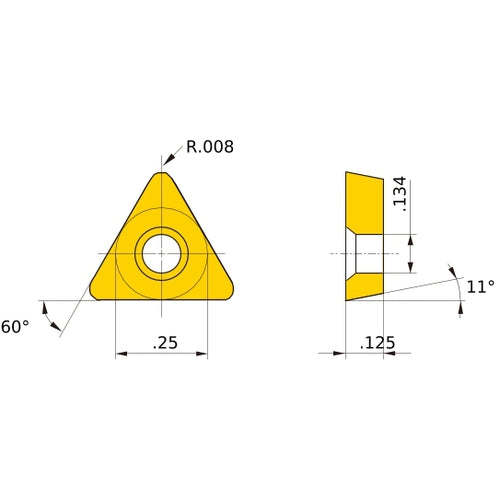 TPMH 220.5 MV AP25N, 0.2 mm Corner Radius, 3.18 mm Thick, 6.35 mm Inscribed Circle, Turning Indexable Insert