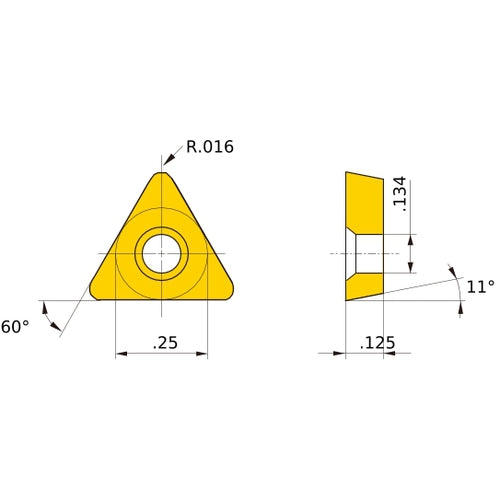 TPMH 221 FV VP15TF, 0.4 mm Corner Radius, 3.18 mm Thick, 6.35 mm Inscribed Circle, Turning Indexable Insert