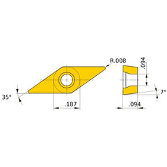 VCMT 1.51.50.5 SV VP15TF, 0.2 mm Corner Radius, 2.38 mm Thick, 4.76 mm Inscribed Circle, Turning Indexable Insert