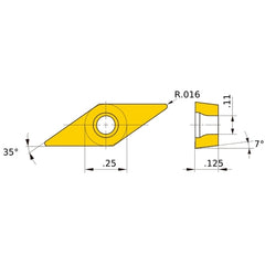 VCMW 221 flat_top HTi10, 1/64″ Corner Radius, 1/8″ Thick, 1/4″ Inscribed Circle, Turning Indexable Insert