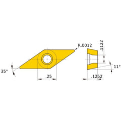 VPET 22 L-SRF VP15TF, 0.03 mm Corner Radius, 3.18 mm Thick, 6.35 mm Inscribed Circle, Turning Indexable Insert