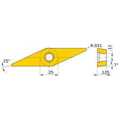XCMT 222 SVX VP15TF, 0.8 mm Corner Radius, 3.18 mm Thick, 6.35 mm Inscribed Circle, Turning Indexable Insert