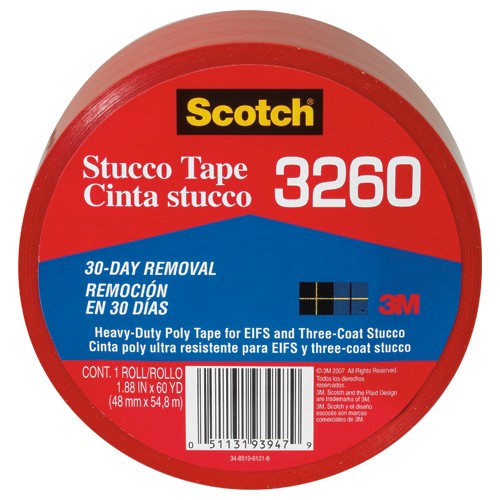 Scotch Stucco Tape 3260-A 1.88″ × 60 yd (48 mm × 54.8 m) Stucco Tape - Eagle Tool & Supply