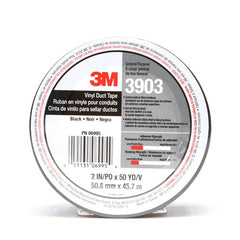 3M Vinyl Duct Tape 3903 Black 2″ × 50 yd 6.5 mil 2 Individually Wrapped Conveniently Packaged - Eagle Tool & Supply