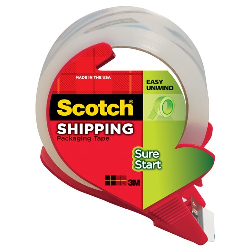 Scotch Sure Start Shipping Packaging Tape with dispenser 3450S-RD 1.88″ × 38.2 yd (48 mm × 35 m) - Eagle Tool & Supply