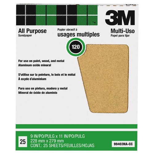 3M Pro-Pak Aluminum Oxide Sheets for Paint and Rust Removal 9″ × 11″ 120 grit Open Stock - Eagle Tool & Supply