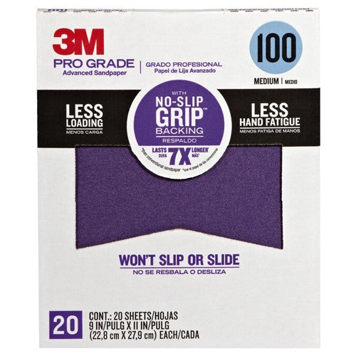‎3M Pro Grade Precision Faster Sanding Sanding Sheets 100 grit Medium 27100TRI-20 9″ × 11″ - Eagle Tool & Supply