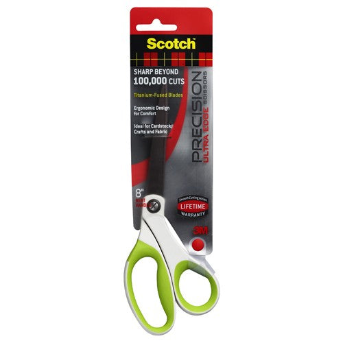 Scotch Precision Ultra Edge 8″ Bent Scissor 1458TBG Green - Eagle Tool & Supply